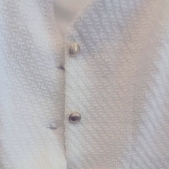 BeBop Ivory Textured V-neck Vest Style Mini Dress (Medium) with Gold Buttons - Picture 4 of 10